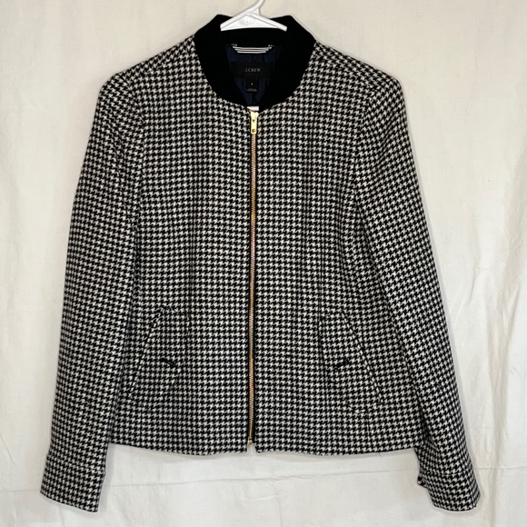 J.Crew Houndstooth Wool Bomber Jacket S - Picture 2 of 6